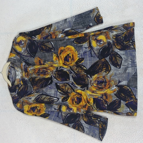 Worthington Women's Yellow Rose Floral Artsy Cowl Neck Blouse Size L - Picture 1 of 6